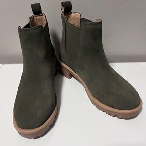 Blondo Green Suede Waterproof Ankle Boots
